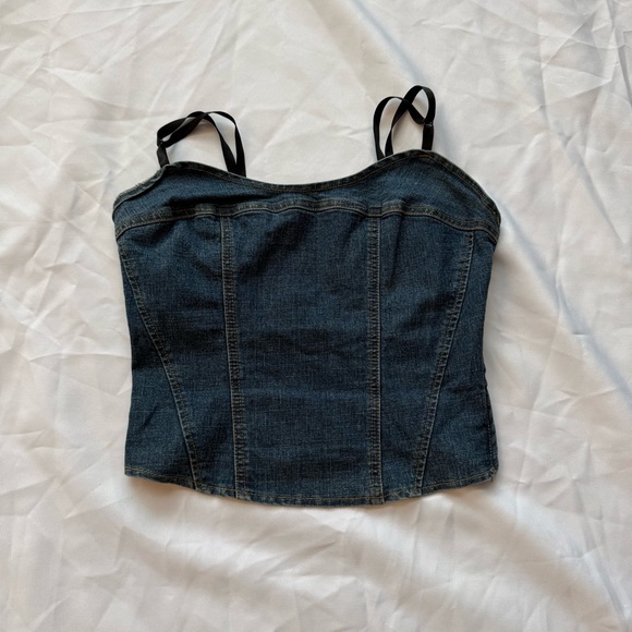 Vintage BONGO Light Blue Corset Denim Top - Picture 9 of 10